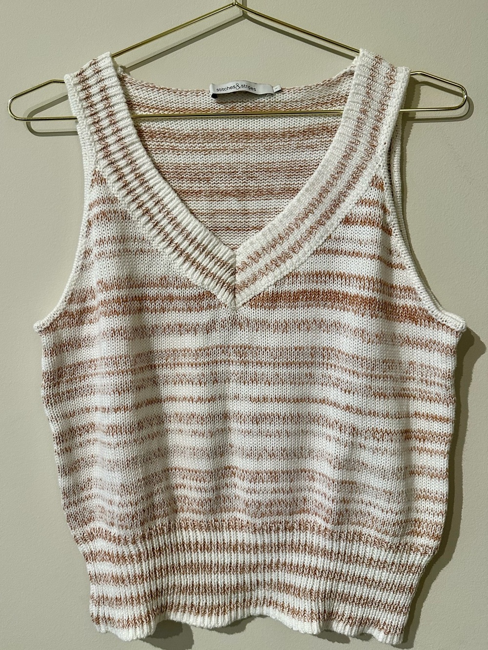 Stitches and Stripes Cream Tank Top in Large